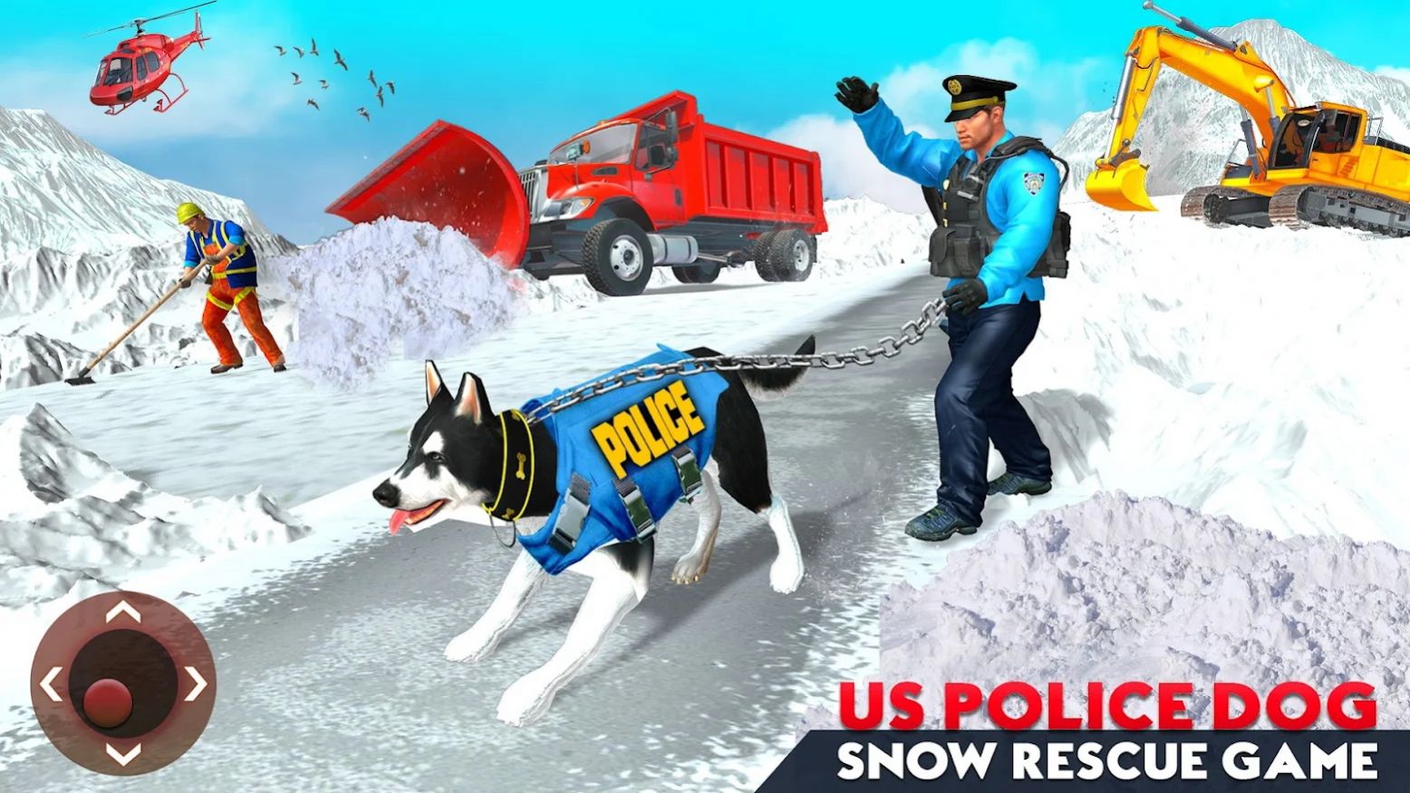 美国警犬雪地救援